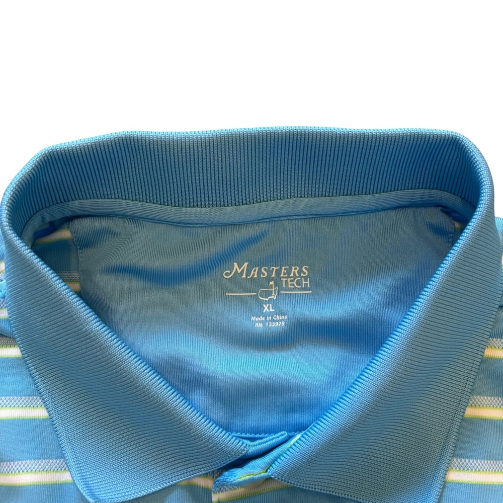 Masters Tech Mens XL Blue White Striped Golf Polo Shirt Short Sleeve MT1670-02 - Picture 4 of 7